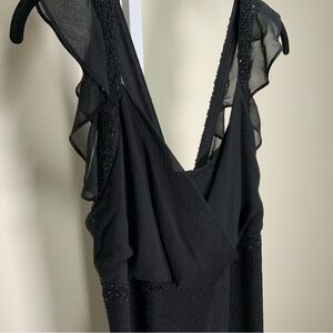 St. John Black Silk And Wool Crystal Gown Sleeveless Dress 10